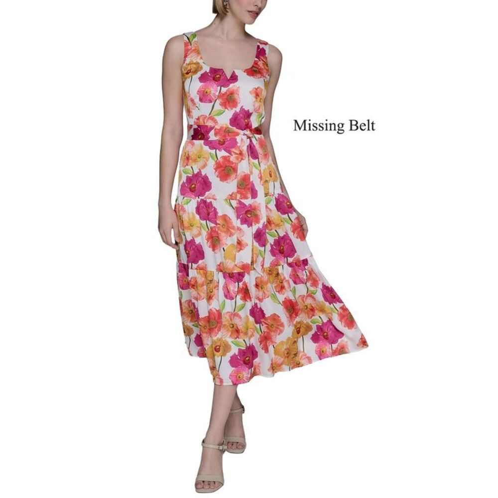 Karl Lagerfeld Paris Womens Floral Print A-Line Dress 4 White Multi - NWT $169